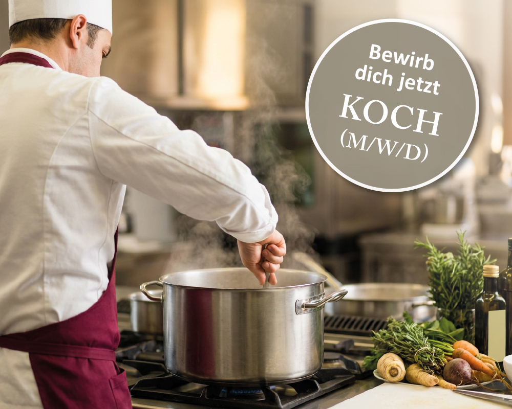 Stellenanzeige: Koch vor einem Kochtopf in Restaurantküche